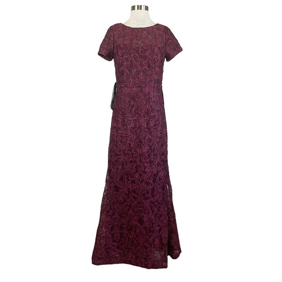 JS Collections Women's Formal Dress Size 4 Red Lace Short Sleeve Evening Gown - Picture 1 of 11